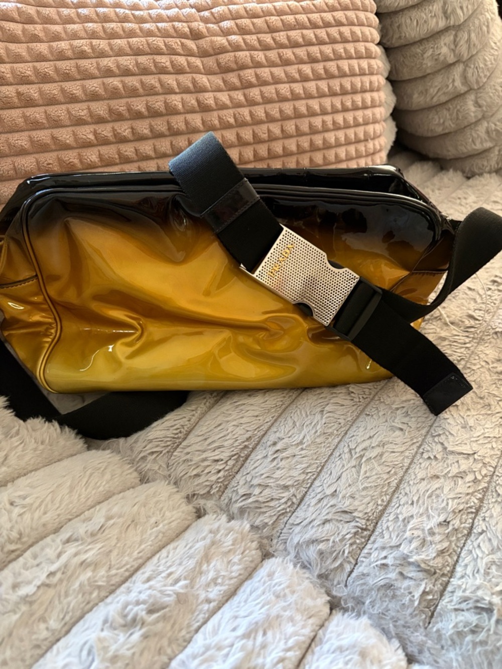 Prada Yellow and Black Men's Crossbody Sling Bag